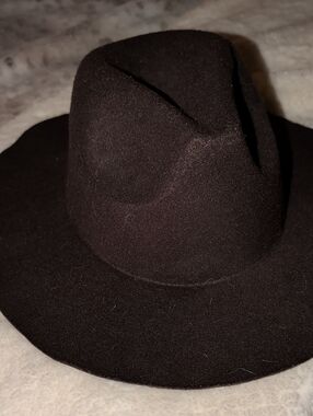 Women's Wide Brim Felt Fedora Hat - Dark Brown